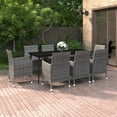 thumbnail image 1 of vidaXL 9 Piece Garden Dining Set with Cushions Poly Rattan and Glass, 1 of 4
