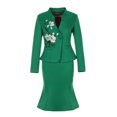 thumbnail image 3 of Nuevos trajes de falda profesionales chinos, uniforme bordado, conjunto de dos piezas, blazer y trajes, ropa de oficina de lujo verde de alta gama para dama, 3 of 4