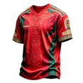 thumbnail image 2 of Mexico 2026 Soccer Cup Style V-Neck Jersey for Men, Short Sleeve Breathable Top with Vintage Totem & Sun Stone Graphic, Lightweight Athletic Shirt, 1 PC Red XXXL, 2 of 4