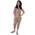 thumbnail image 2 of Moomaya Printed Cotton 3/4 Sleeve Shirt With Capri 2 Piece Nightwear Set Sleepwear For Womens, 2 of 7