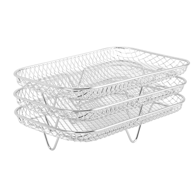 3PCS Fryer Rack Set, 304 Stainless Steel, Stackable Multi Layer Dehydrator Rack for Cosori,Vortex, Versatile Design, Convenient Side, Crispier