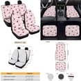 thumbnail image 4 of Yuyamidu Cherry Car Seat Cover Set of 15 Daisy Front Back Seat Cover with Car Floor Mats Pink Steering Wheel Cover Seat Belt Pad Handbrake Cover Set Coasters, 4 of 6