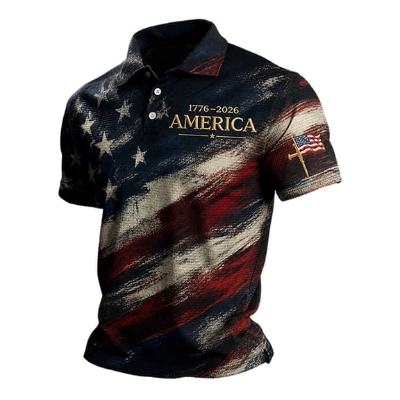 xfsWaSs Polo Shirts For Men 4Th Of July Usa Independence Day Shirt Patriotic Short Sleeve Tops Celebrate America's 250Th Anniversary Shirts Casual Wear