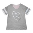 thumbnail image 4 of Delayuji Women's Spring/Summer V Neck Loose Casual Love Printed Color Blocked Short Sleeve T Shirt Gray Xl Polyester,Spandex Short Sleeve Shirts for Women, 4 of 5