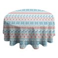 thumbnail image 4 of Blue and Red Christmas Pattern Round Tablecloth 60"x60",Wrinkle Wipeable Table Cloth for Kitchen Dining Room Picnic Patio Party, 4 of 6