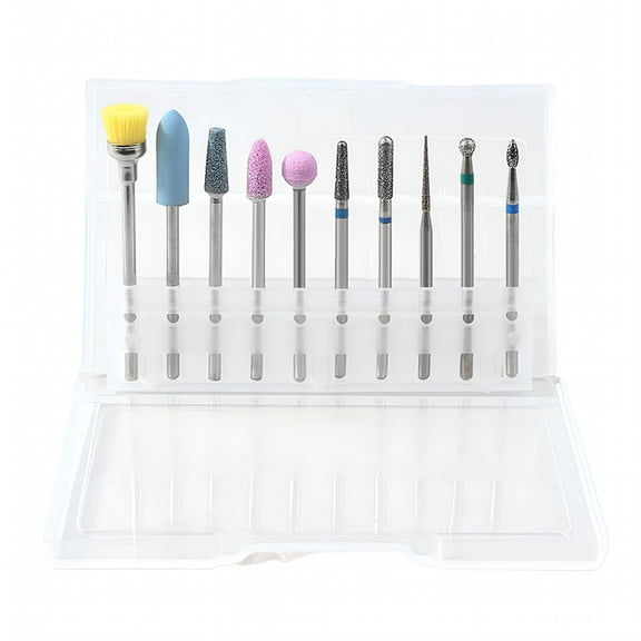 FACEGA 10Pcs/Set Nail Drill Bits, Tungsten Alloy Nail Mill Bits for Nail Gel Removing and Nail Surface Polishing