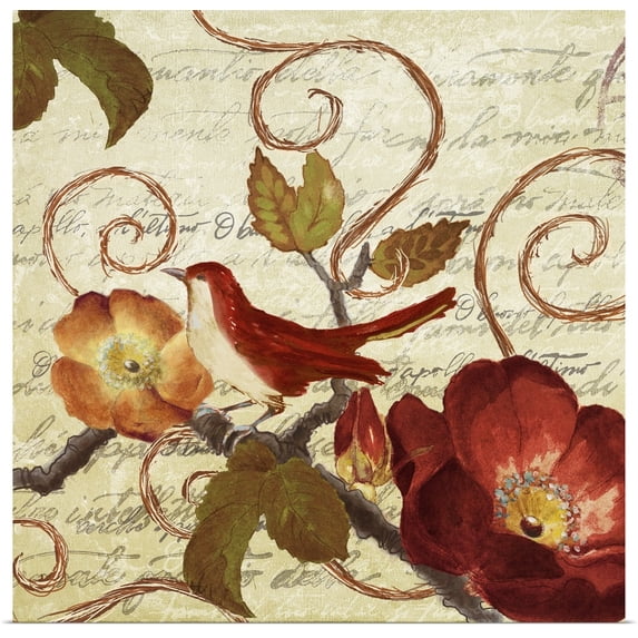 Great BIG Canvas | "Avian on Red I" Art Print - 20x20