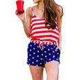 thumbnail image 2 of Liacowi 4th of July Casual Jumpsuits Shorts for Women Junior Star Stripe Print Summer Scoop Neck Spaghetti Strap Independence Day Rompers, 2 of 5