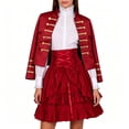 thumbnail image 5 of Sexlip Women Stand Collar Military Style Blazer Jacket Double Row Gold Stripe Button Decor Cropped Long Sleeve Costume Outer Coat For Party Stage Red XL, 5 of 6