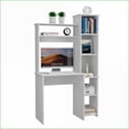 thumbnail image 2 of Desks, Modern 7-Shelf Writing Desk with Built-In Bookcase, 38.7” Wide | White | Particle Board, 2 of 7