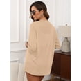thumbnail image 5 of Demotime Womens Cardigan Lightweight Open Front 3/4 Sleeve Casual Soft Loose Fit Beach Cover Up Khaki L, 5 of 6