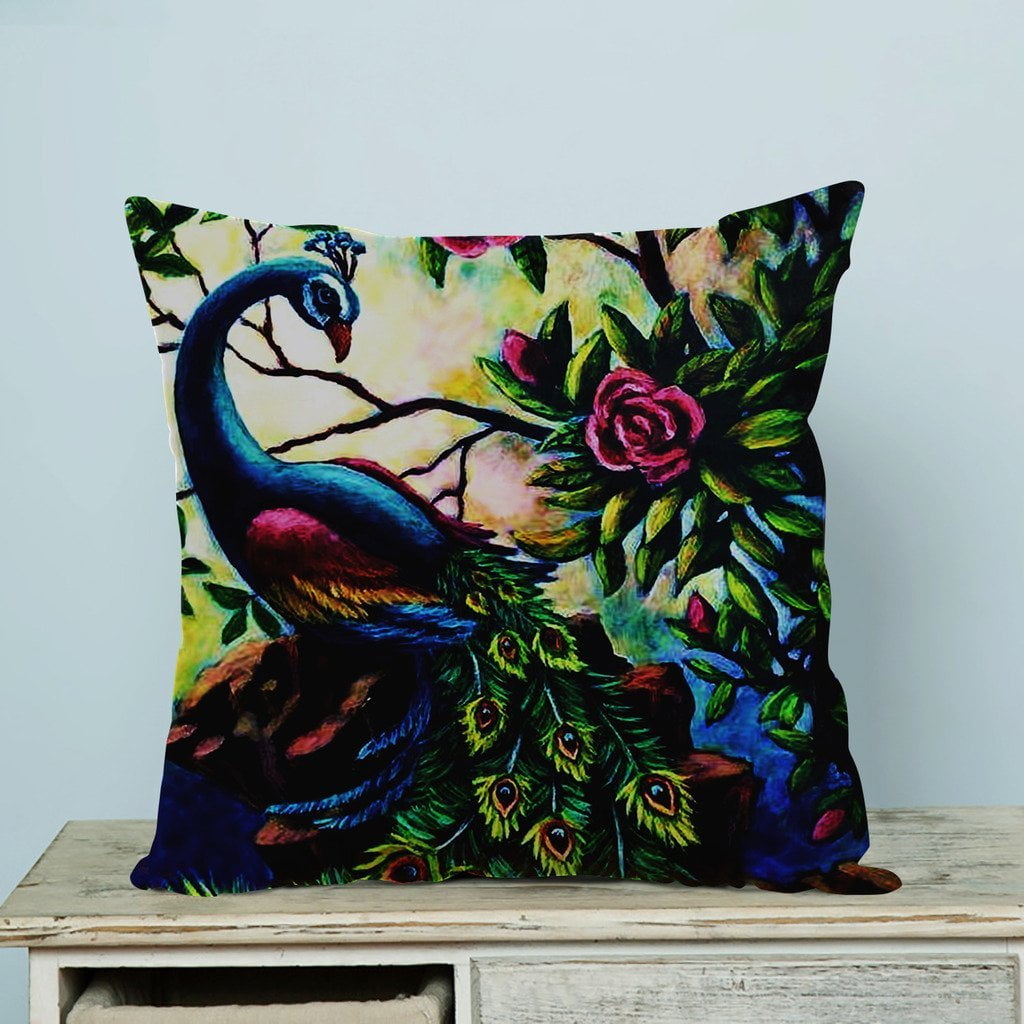 GCKG Artistic Paintings Graceful Peacock Pillow Case Pillow Cover