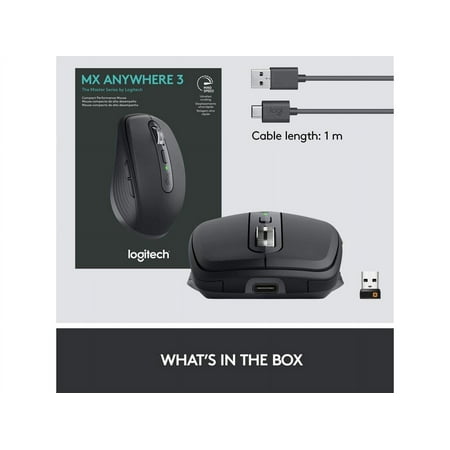 Logitech - MX Anywhere 3 Wireless Bluetooth Fast Scrolling Mouse with Customizable Buttons - Graphite