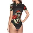 thumbnail image 4 of Balery Red Mushrooms Women's Short Sleevee Crew Neck Bodysuit Tops Short Sleeve Tops Basic-X-Large, 4 of 9