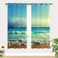 thumbnail image 2 of Beach Curtains, Tropical Ocean Summer Hawaiian Blue Sea Waves Scenery Print Pattern Waterproof Grommet Window Drapes for Bedroom Living Room Bathroom Laundry Room Closet 2 Panels W42 x L63, 2 of 6