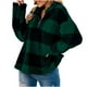 thumbnail image 2 of Puntoco, abrigo para mujer, moda para mujer, cálido cuello de tortuga, cremallera, estampado a cuadros, prendas de vestir exteriores informales de felpa, top, liquidación de Navidad Puntoco Puntoco-3432, 2 of 9