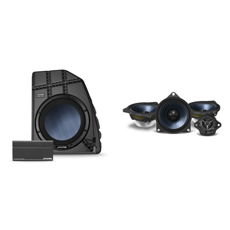 Alpine Tesla Powered 10" Subwoofer and EV-40M-T Speakers, Compatible with Tesla Model Y