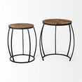 thumbnail image 3 of Pemberly Row 20x26 Set of Two Round Top Brown Wooden Nesting Accent Tables, 3 of 9