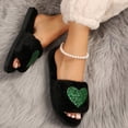 thumbnail image 6 of uublik Women's House Fuzzy Slippers Memory Foam Open-Toe Slippers Soft Fleece Indoor Shoes Indoor/Outdoor Slippers, Green, 6 of 7