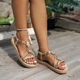 thumbnail image 6 of IUJSOY Womens Sandals Open Toe Braided Flats Slingback Sandals Casual Boho Beach Dress Shoes, 6 of 8