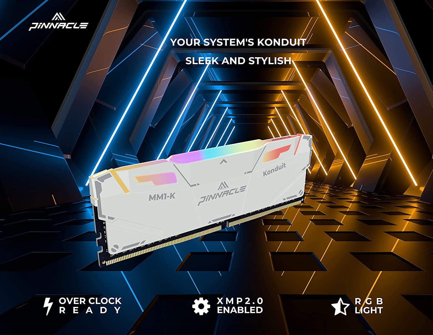 Timetec Pinnacle Konduit RGB 8GB DDR4 3600MHz PC4-28800 CL18-22-22-42 XMP2.0 Overclocking 1.35V Compatible for AMD and Intel Desktop Gaming PC Memory PINNACLE MM1-KONDUIT RGB Performance DDR4 UDIMM Memory