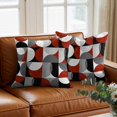thumbnail image 3 of Vintage Mid-Century Throw Pillow Cover Modern Abstract Geometric Red Gray Cotton Linen Cushion Cover Throw Pillow Case with Invisible Zipper for Couch Sofa Bed Chair Car 26x26 Inch, 3 of 14