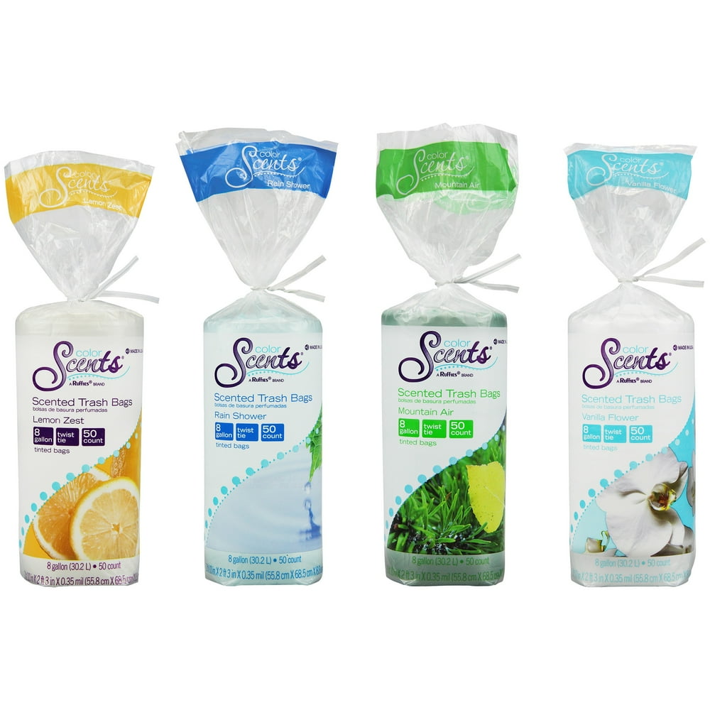 Color Scents Trash Bags Clean Collection Medium Twist Tie 8 Gal 50 Ct