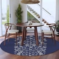 thumbnail image 3 of Round Rug 5Ft Washable Non-Slip, Japanese Circle Area Rugs for Living Room Bedroom, Navy Blue Country Flowers Leaves Aesthetic Indoor Floor Mats Carpet Runner for Home Decor Aesthetic, 3 of 8