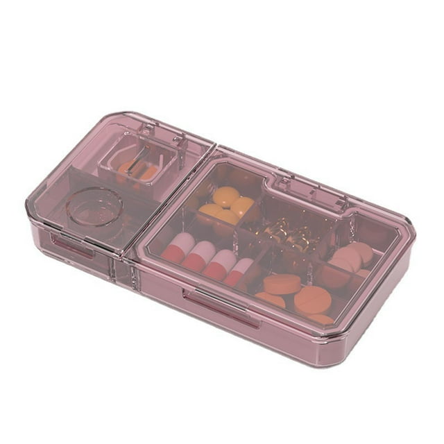 Pastillero Caja De Pastillas, Pastillero Grado Alimenticio Buen Sellado A Prueba De Humedad A Prueba De Polvo Múltiples Compartimentos Almacenamiento 3 En 1