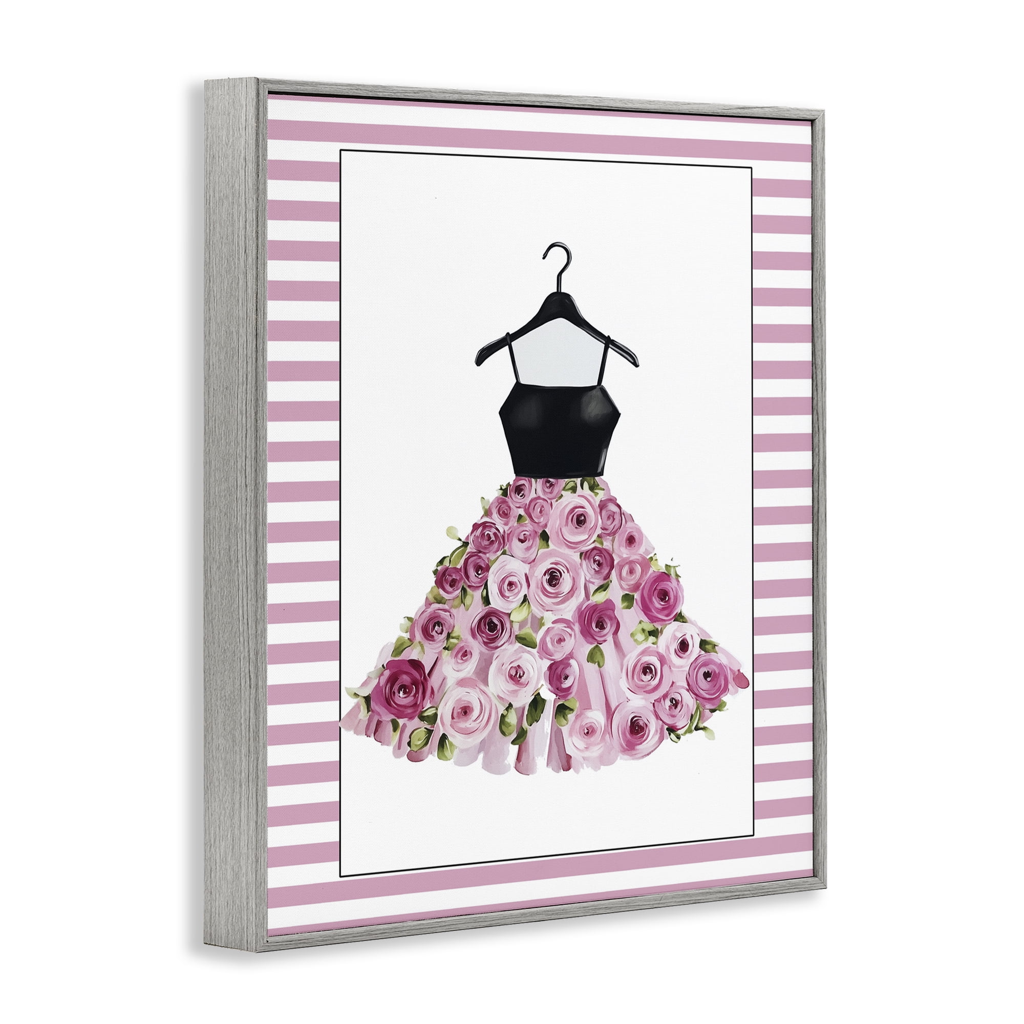 Flower Bedecked Dress Gray Framed Giclee Art, design by Christine Simpson Art