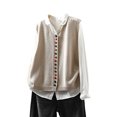thumbnail image 2 of thefmos Women's Sleeveless Button Front Knit Vest Colorful Buttons Loose Fit Solid Color Casual Jacket Trendy Fall Winter Clothes, Beige Free Size, 2 of 8
