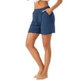 thumbnail image 4 of INSPIRE CHIC Womens Modal Pajama Lounge Shorts Soft Comfy Pajama Bottoms with Pockets High Elastic Boxer Shorts Sleepwear XS Blue, 4 of 6