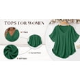 thumbnail image 5 of MOSHU Deep V Neck Womens Plus Size Tops Curved Hem Shirts for Women Fashion Trendy Blouses Casual Loose Fit Tees Tops, 5 of 8