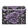 thumbnail image 7 of Yayeee Collapsible Cube Storage Bin with Lid Fabric Closet Decorative Basket with Handles, Purple Roses, 7 of 7