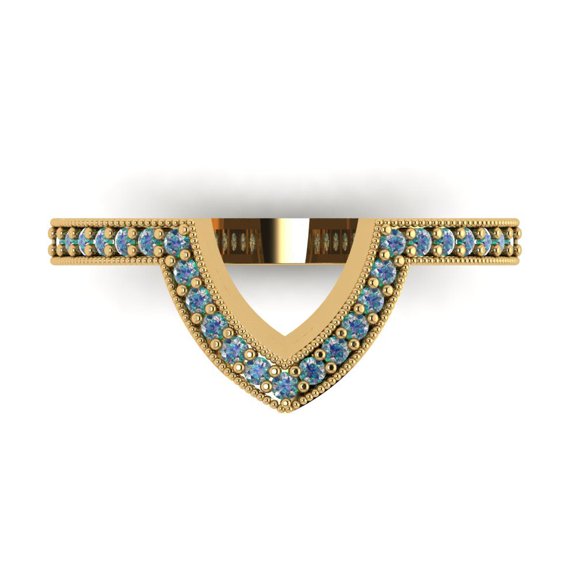 0.25 ct Brilliant Round Cut Synthetic Moissanite 18K Yellow Gold Stackable Band SZ 10.75