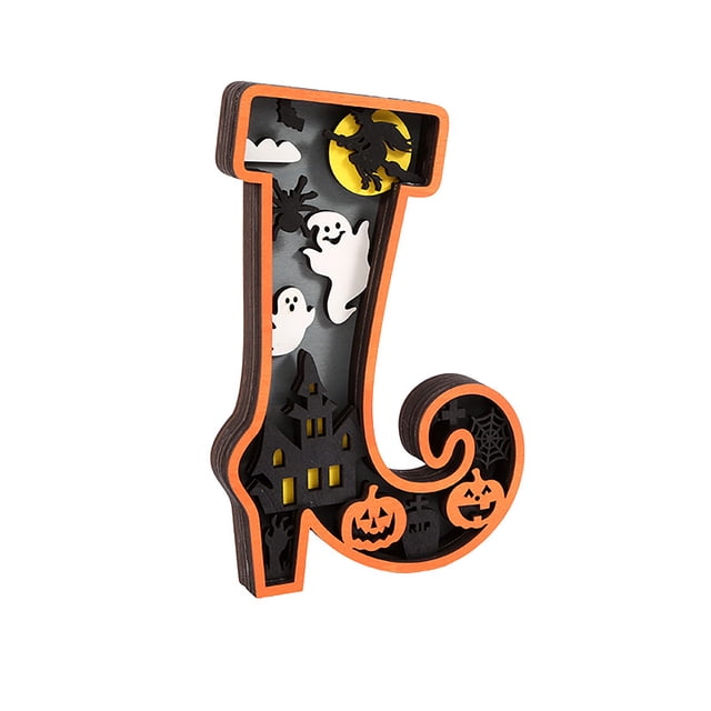 Decoración De Halloween Decoraciones De Halloween Adornos De Madera De Halloween con Luz Luz Decorativa De Halloween Letrero De Madera Espeluznante Decoración De Mesa Luz para(Buy 2 Get 1 Free)