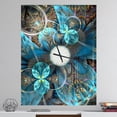 thumbnail image 2 of DesignArt Fractal Blue Flowers Large Wall Clock, 2 of 2