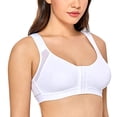 thumbnail image 1 of Sujetador deportivo Gather con cobertura total, cierre frontal, sin aros, soporte de espalda y postura para mujer - Blanco, 1 of 6