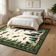 thumbnail image 3 of ODIKA 6'x9' Ultra-Soft Area Rug, Fish Fishing Cabin Lake Trout Motif Border Tackle Vintage Angler None Washable, Bare feet friendly, Silk-Touch for Guest Room, Bedroom, 3 of 7