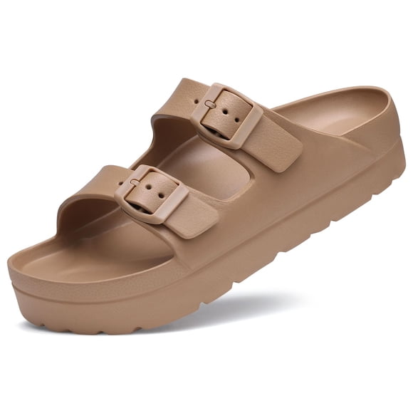Sandalias de plataforma para mujer Goosecret marrones con hebilla ajustable, talla 40