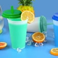 thumbnail image 2 of Vasos que cambian de color con tapa y pajita - 16 oz, lindos vasos reutilizables a granel | Paquete de 5 vasos divertidos para fiestas, bebidas heladas para niños y adultos, 2 of 6
