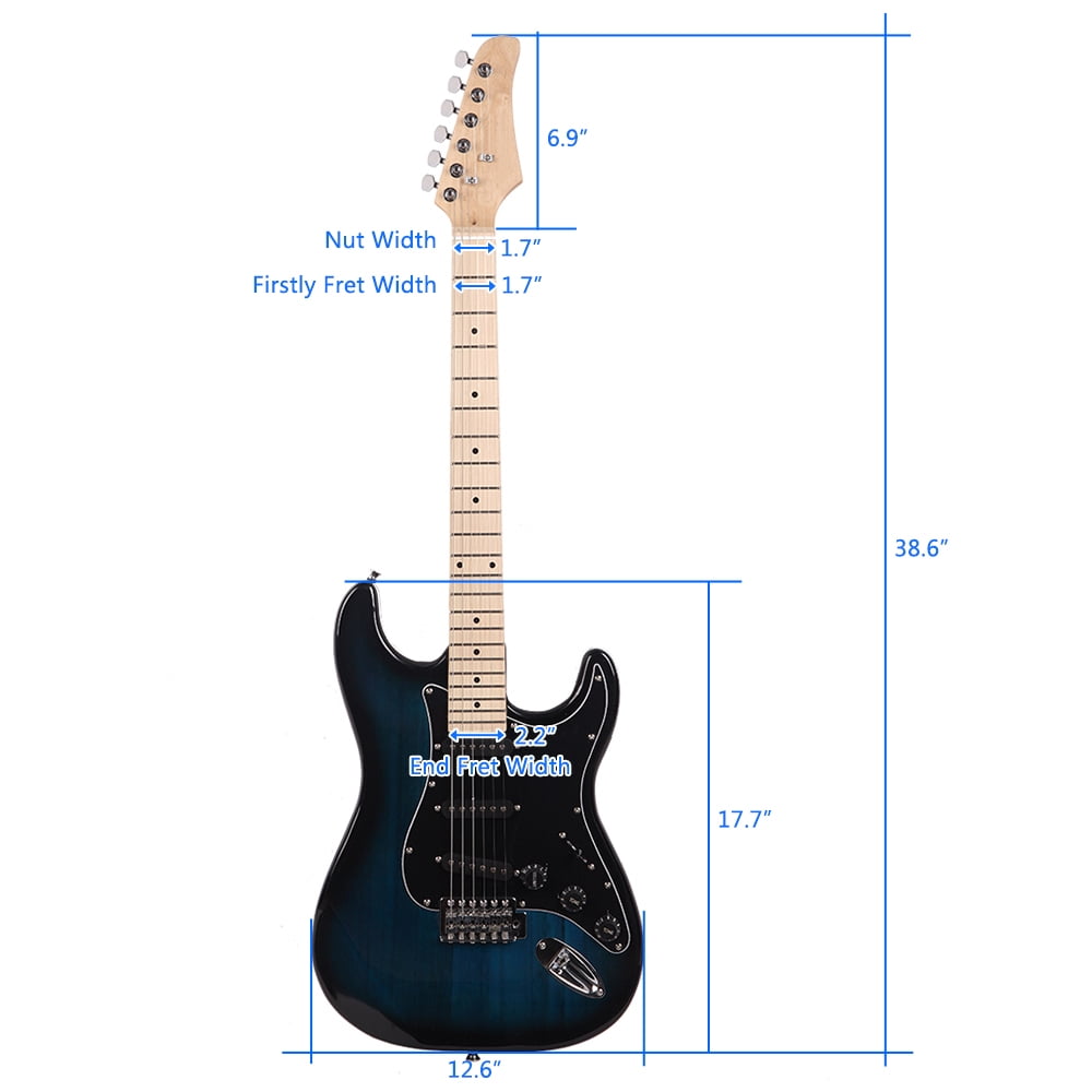 Private Jungle 39" Full Size Electric Guitar with Amp, Case and Accessories Pack Beginner Starter Package, Dark Blue