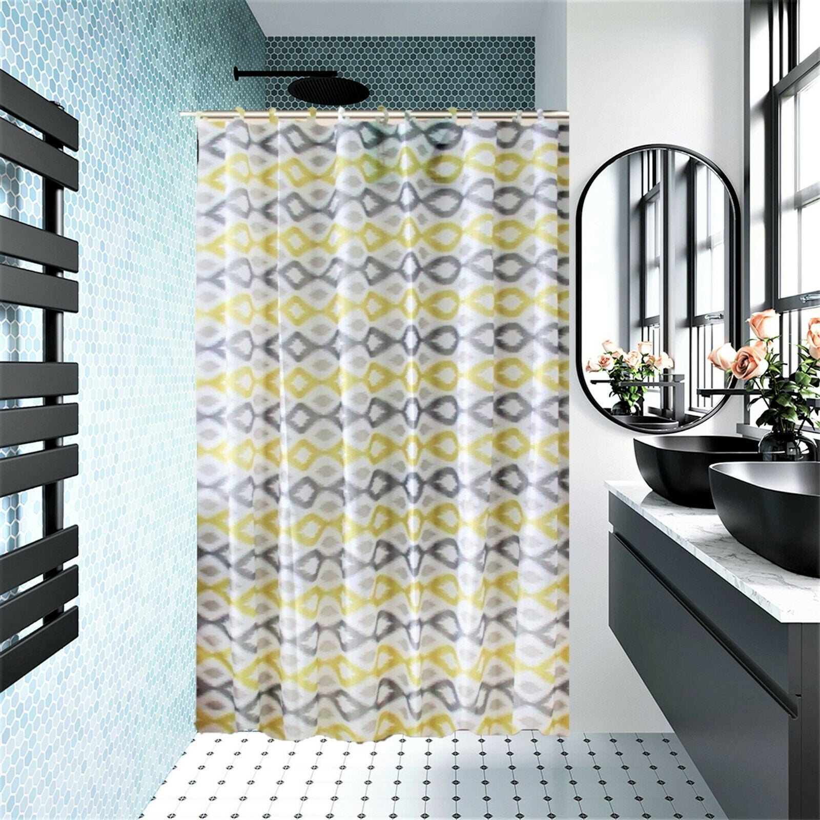 Baseball Bar Marble Shadow Land Non-slip Bathroom Mats Soft  Waterproof Fabric 
