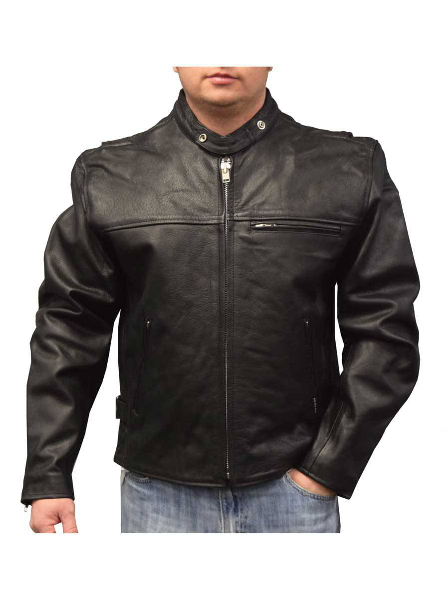 Men Veteran Buffalo Leather Vintage Distress Cruiser Motorcycle Biker Jacket XL 