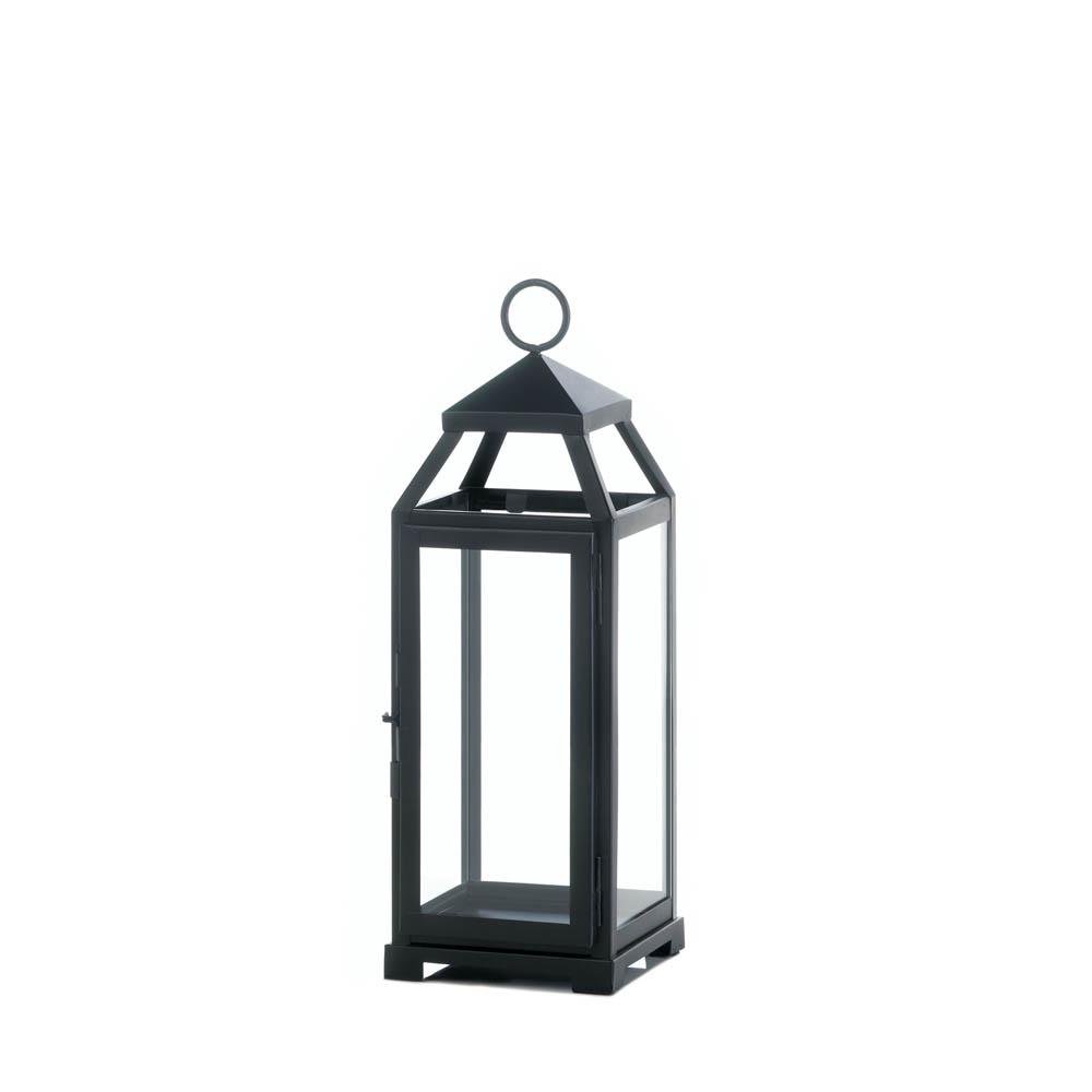 Hanging Lantern, Medium Lean Sleek Metal Decorative Floor Patio Lantern