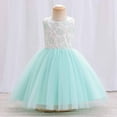 thumbnail image 2 of REORIAFEE Fashion Flower Girls Dress Wedding Party Bridesmaid Dress Sleeveless Embroidery Mesh Dress Gauze Dress Princess Dress Green 0-6 Months, 2 of 9