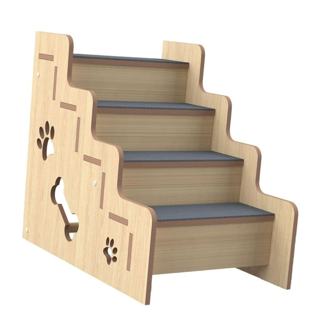 Escalera de madera para mascotas, antideslizante, suave y ligera, para camas altas y perros. 4 capa