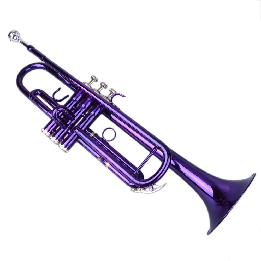 SamyoHome Bb Beginner School Band Trumpet with Mouthpiece Case, Purple