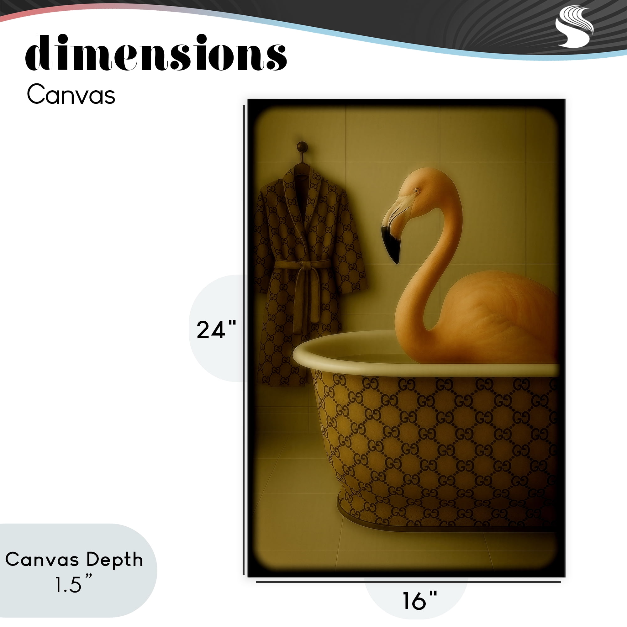 Stupell Industries Couture Flamingo in Luxury Tub Canvas Wall Art, design by Grotto Studios