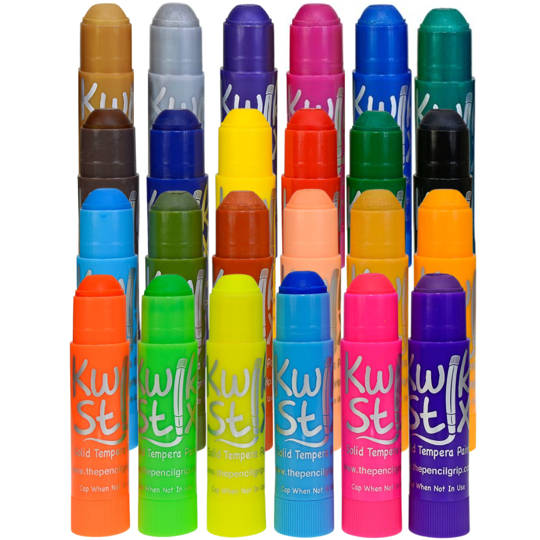 Kwik Stix Solid Tempera Paint Sticks Bundle, 24 Count (4 Packs of 6), Classic, Neon, Metallic & Earth Tone Colors, Washable, Quick-Drying, Non-Toxic